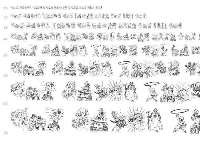 Dragon Ball TFB font waterfall